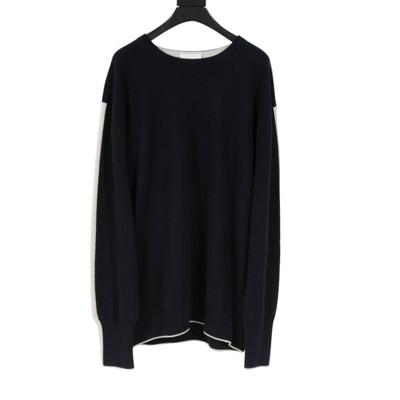 N.Peal Mens Cashmere Sweater Size XXL Navy Blue White Striped Crewneck Pullover - Picture 1 of 8